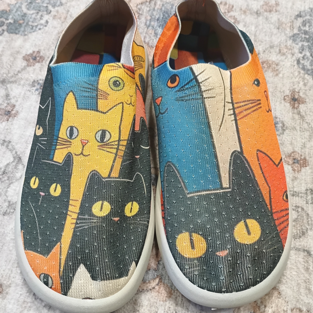 Colorful Cat Print Kids Shoes